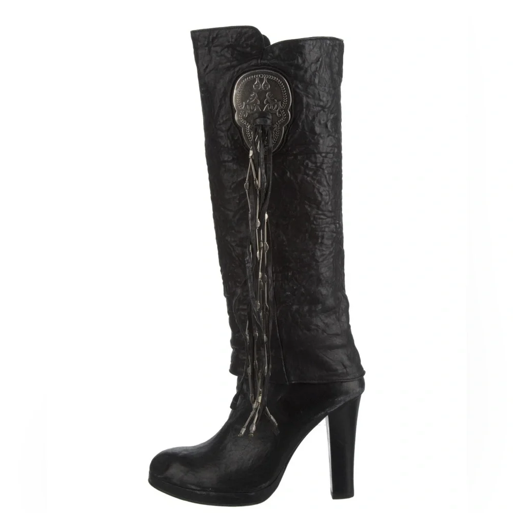 Thomas Wylde Leather Knee-High Boots as 8 - Picture 4 of 5